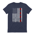 Proud Papa Flag Funny Father's Day from Grandchildren T-Shirt in Heather Navy - back view