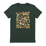 Mushroom Shirt Mycology Fungi Foraging Mushroom Whisperer in Forest Green - back view