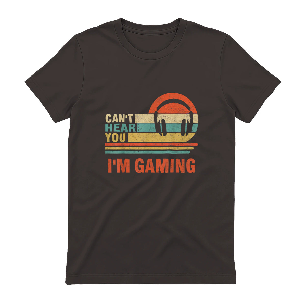 Funny Gamer Gift Headset Can't Hear You I'm Gaming in Dark Chocolate - back view