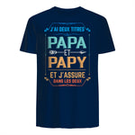 Deux Papa J'Ai et Papy Titres Grand Père in Navy - back view