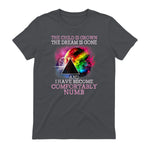 The Child Is Grown The Dream Is Gone Comfortably Number T-Shirt in Charcoal - back view