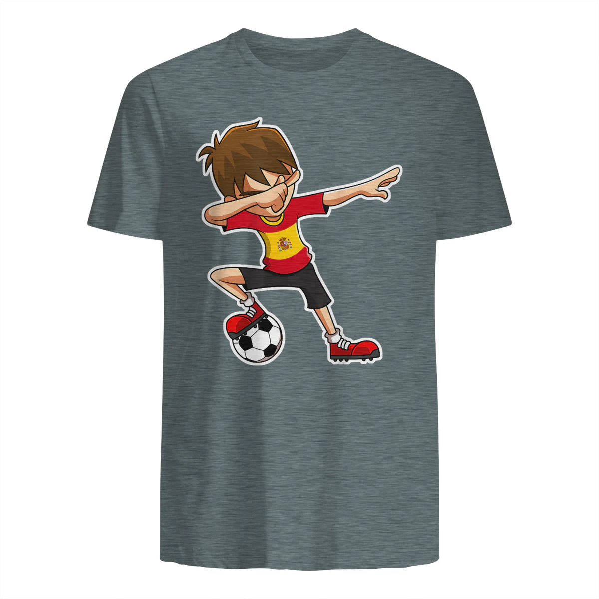 Dabbing Football Garçon Espagne Jersey, Espagnol Enfants Dab in Dark Heather - back view