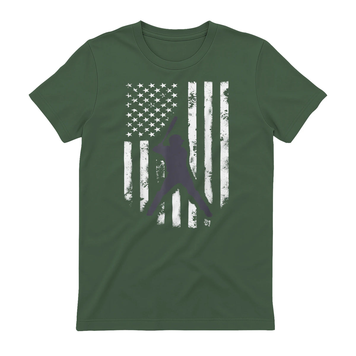 American Flag Baseball Shirt Cool Distressed Jersey Gift Tee T-Shirt in Military Green - back view