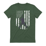 American Flag Baseball Shirt Cool Distressed Jersey Gift Tee T-Shirt in Military Green - back view