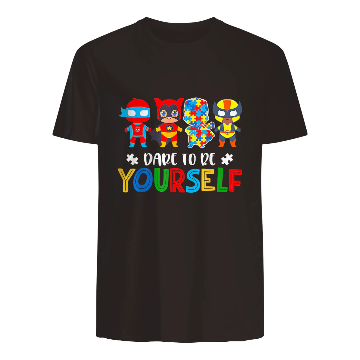 Dare to Be Yourself Autism Awareness Superheroes in Dark Chocolate - back view