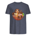 Kawaii Cute Anime Sloth Otaku Japanese Ramen Noodles in Heather Navy - back view