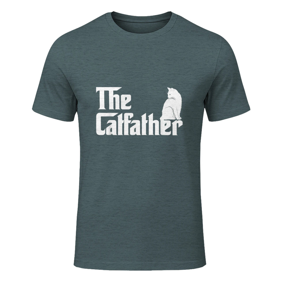 The Catfather Funny Cat Parody Fathers Day Gift Cat Father T-Shirt in Dark Heather - front view