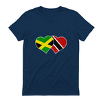 Trinidadian Jamaican Heart Love Jamaica Trinidad Flag in Navy - back view