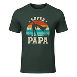 Fête des Pères Meilleur Père Humour Retro Super Papa Parfait in Forest Green - front view