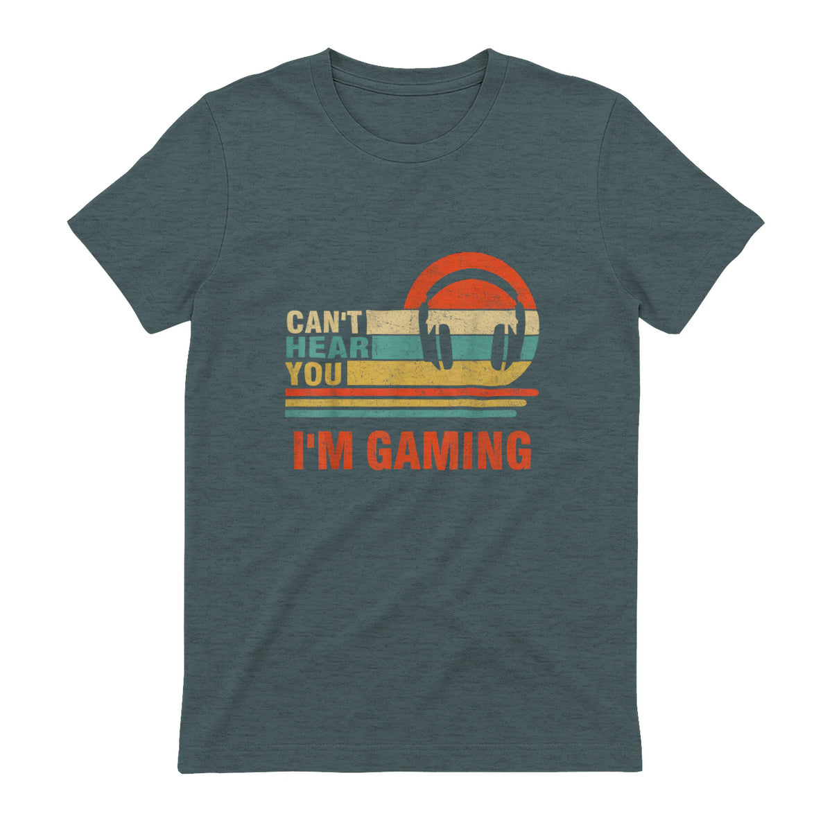 Funny Gamer Gift Headset Can't Hear You I'm Gaming in Dark Heather - back view