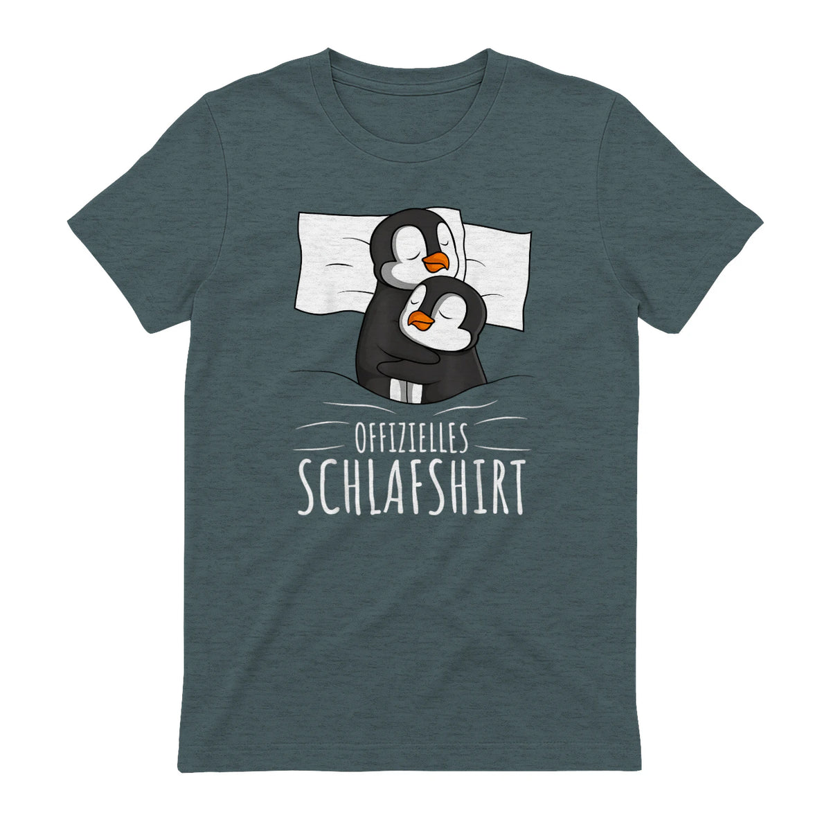 Offizielles Schlafshirt Pinguin Schlafanzug Penguin Kurzarm in Dark Heather - back view