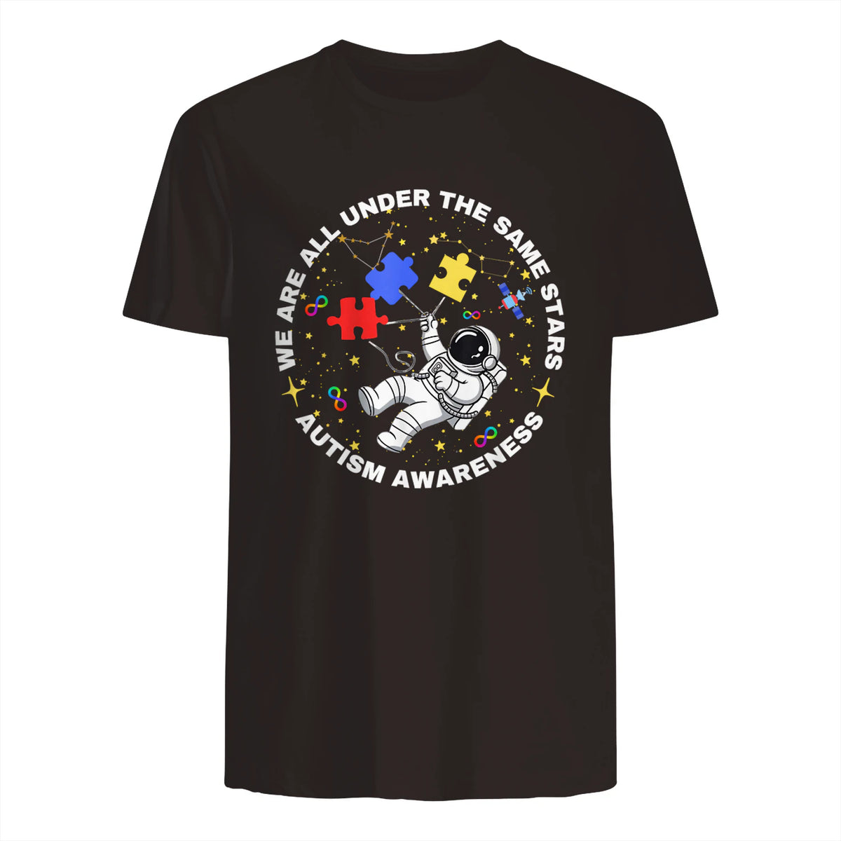 Autism We are All Under The Same Stars Space Astronaut in Dark Chocolate - back view