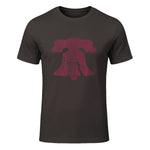 Philadelphia Street Map Liberty Bell Vintage Maroon Philly T-Shirt in Dark Chocolate - front view