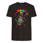 Autism Skeleton Guitar Player Rock Music Autism Awareness in Dark Chocolate - back view
