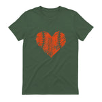 US State San Francisco Baseball Vintage Heart T-Shirt in Military Green - back view