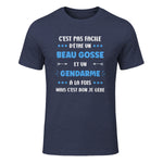 Départ Métier Super Gendarme Humour Beau Gosse Gendarme in Heather Navy - front view