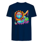 Ice Cream Drip Baseball Stuff Baseball Drip for Boys Graphic T-Shirt in Navy - back view