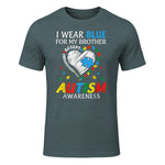 I Wear Blue For My Brother Autism Awareness in Dark Heather - front view