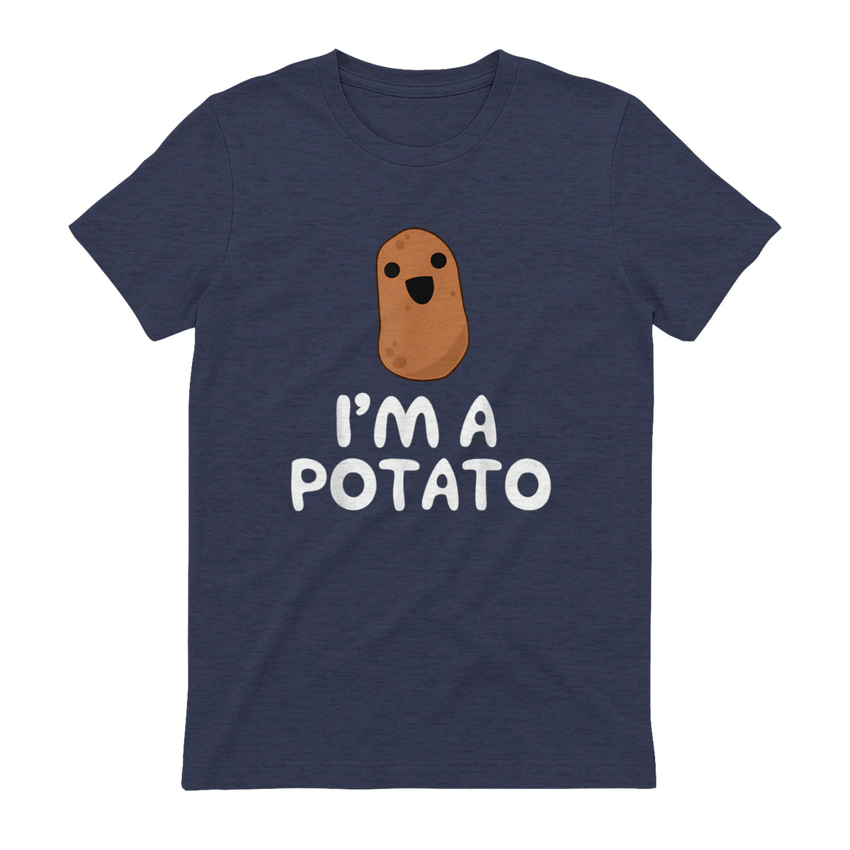 I'm A Potato - Funny Potato Shirt, Vegetable Food Gag Gift in Heather Navy - back view