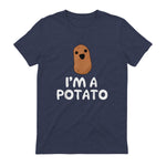 I'm A Potato - Funny Potato Shirt, Vegetable Food Gag Gift in Heather Navy - back view