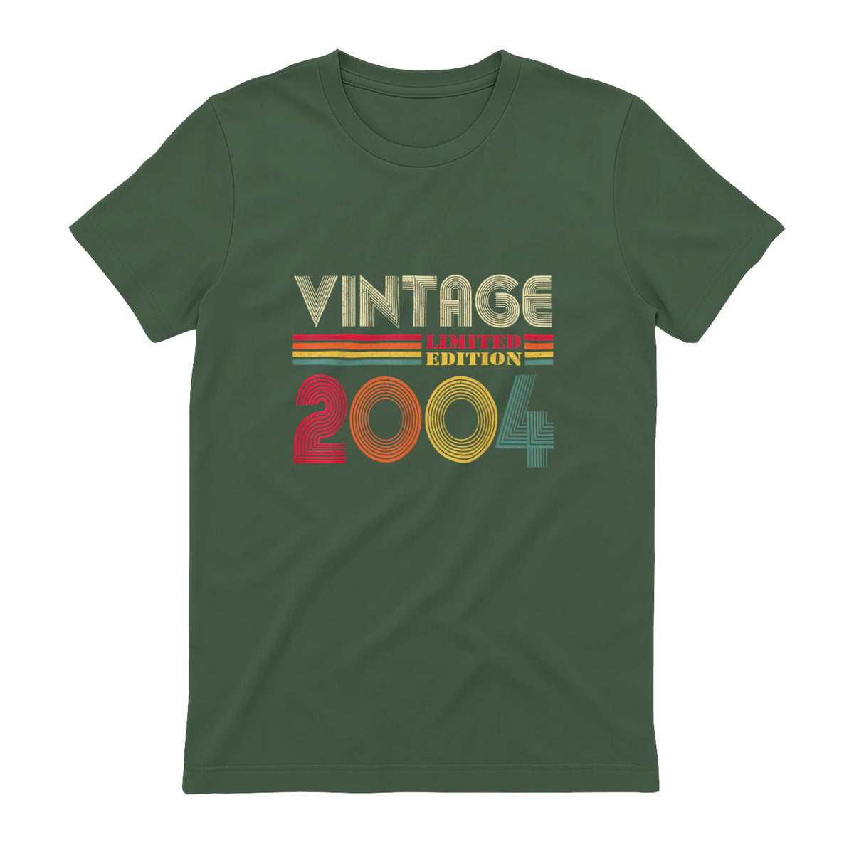 Vintage Twentieth Birthday Gift T-Shirt in Military Green - back view