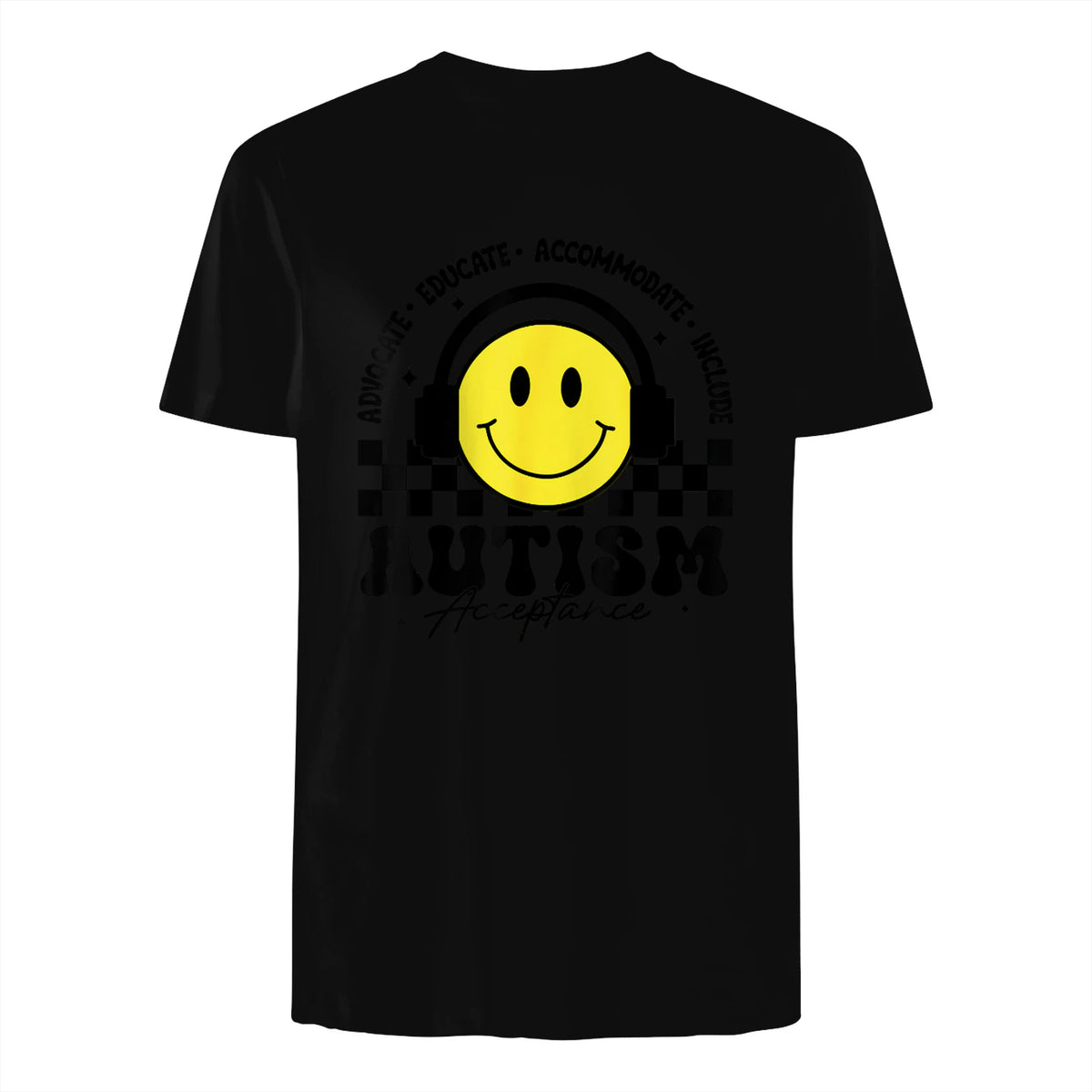 Autism Awareness Acceptance Special Education Teacher Kids in Black - back view