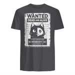 Schrödinger's Cat Wanted Dead And Alive Physics Physicist T-Shirt in Charcoal - back view