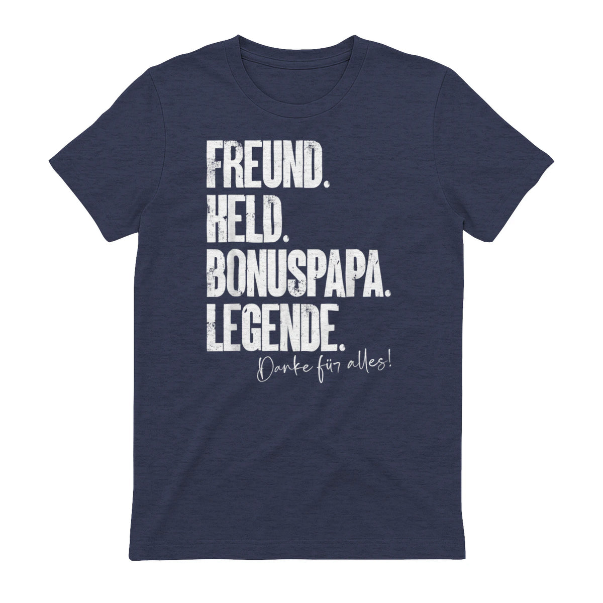 Bonuspapa Bester Stiefpapa Stiefvater Bonus Papa T-Shirt in Heather Navy - back view
