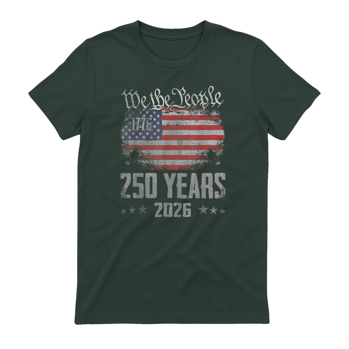 Vintage Anniversary Fourth of July Birthday T-Shirt in Forest Green - back view