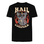 Cute & Funny Satanic Hail Lucipurr Rainbow Kitty Goth in Black - back view