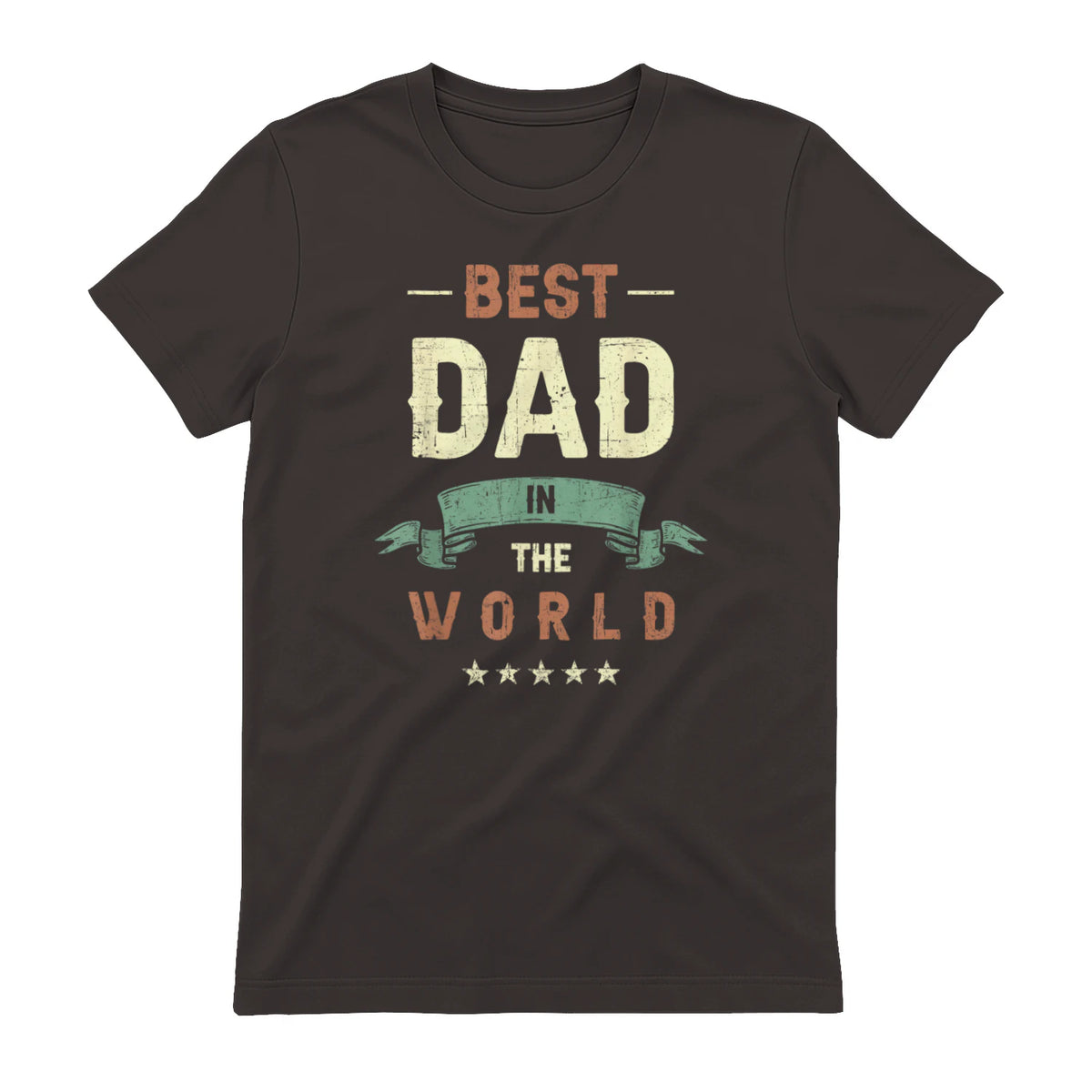 Best Dad in the World, Retro Vintage Look T-Shirt in Dark Chocolate - back view