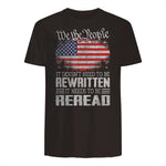 US Flag Constitution of The USA Needs to Be Reread T-Shirt in Dark Chocolate - back view