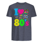 I Love the Eighties Classic Nostalgia T-Shirt in Heather Navy - back view