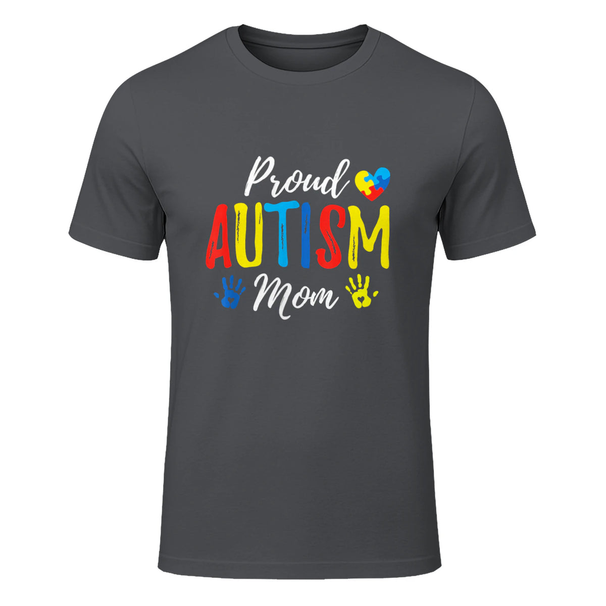 Proud Mom Autism Awareness Family Matching Shirt in Charcoal - front view