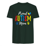 Proud Mom Autism Awareness Family Matching Shirt in Forest Green - back view