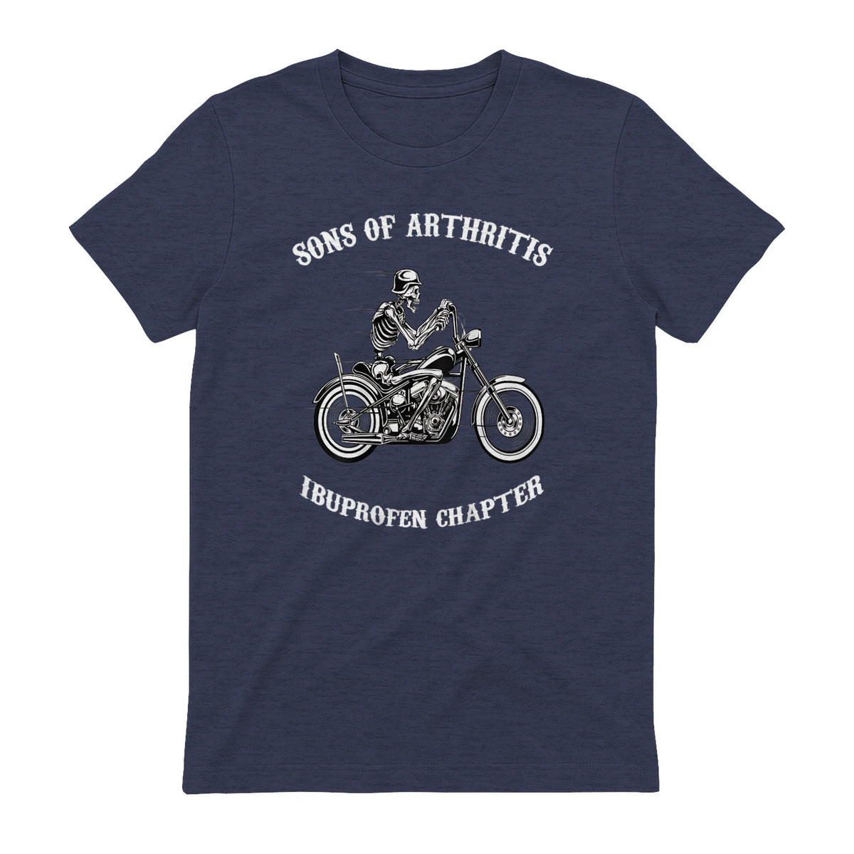 Sprüchewerkstatt Sons mit Arthritis Ibuprofen Chapter Motorradfahrer für Herren, Schwarz, in Heather Navy - back view