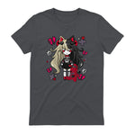Chibi Kawaii Emo Pastel Goth Girl with Sad Bunny in Charcoal - back view