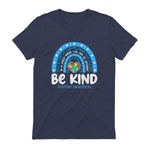 In April We Wear Blue Autism Ribbon T-Shirt in Heather Navy - back view