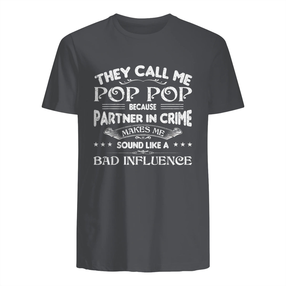 Funny Pop Pop Dad Shirt Valentine Fathers Day Christmas in Charcoal - back view