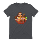 Kawaii Cute Anime Sloth Otaku Japanese Ramen Noodles in Charcoal - back view