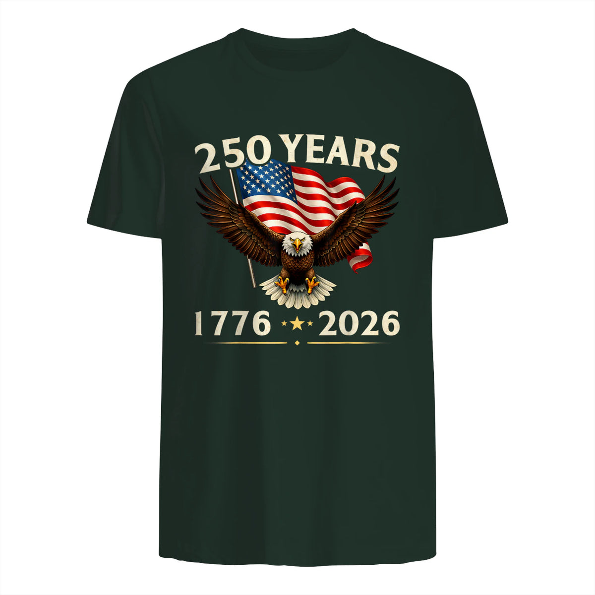 Patriotic Eagle Independence Anniversary T-Shirt in Forest Green - back view