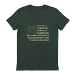 Husband Daddy Protector Hero Fathers Day Camo American Flag in Forest Green - back view