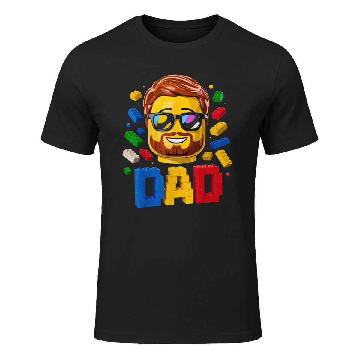 Dad Master Builder T-Shirt in Black - front view