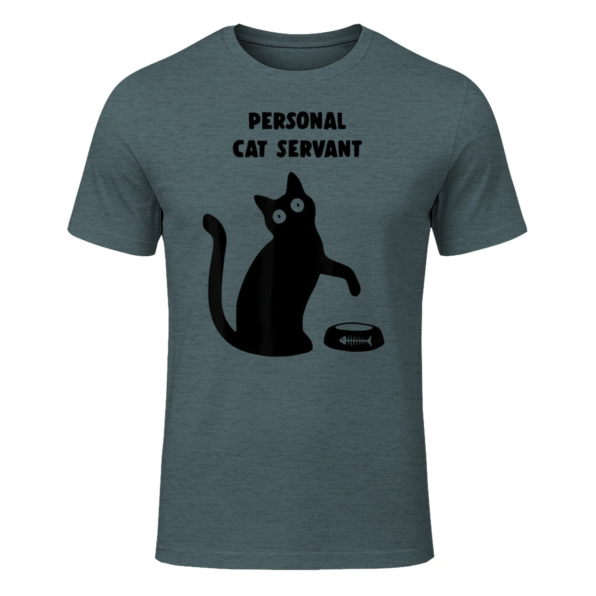 Personal Cat Servant Shirt Funny Black Cat Lover Gift in Dark Heather - front view