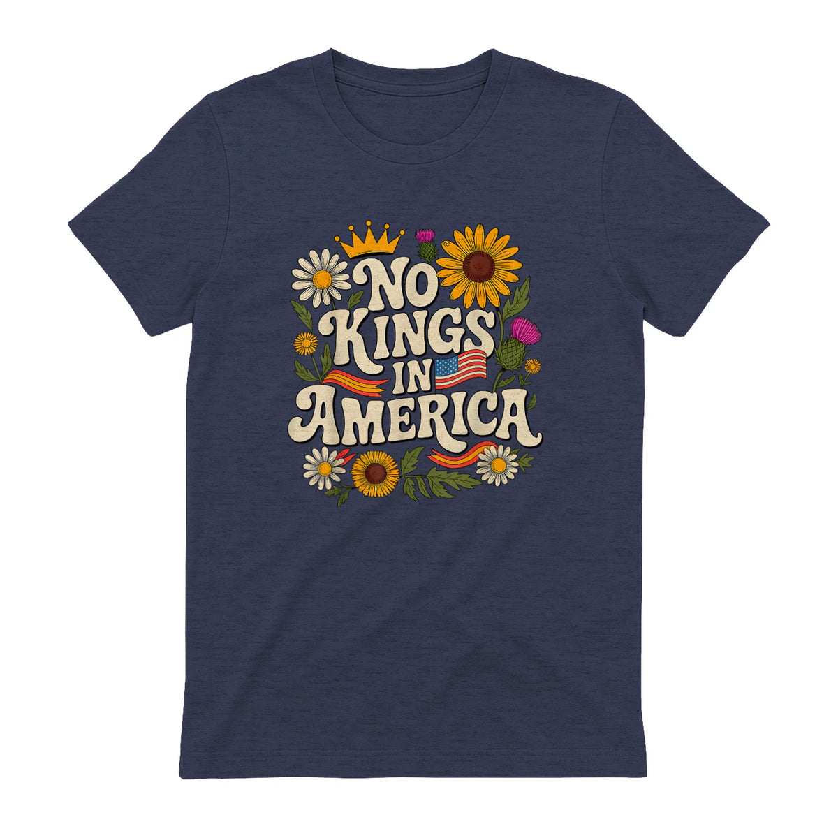 No King in America T-Shirt in Heather Navy - back view