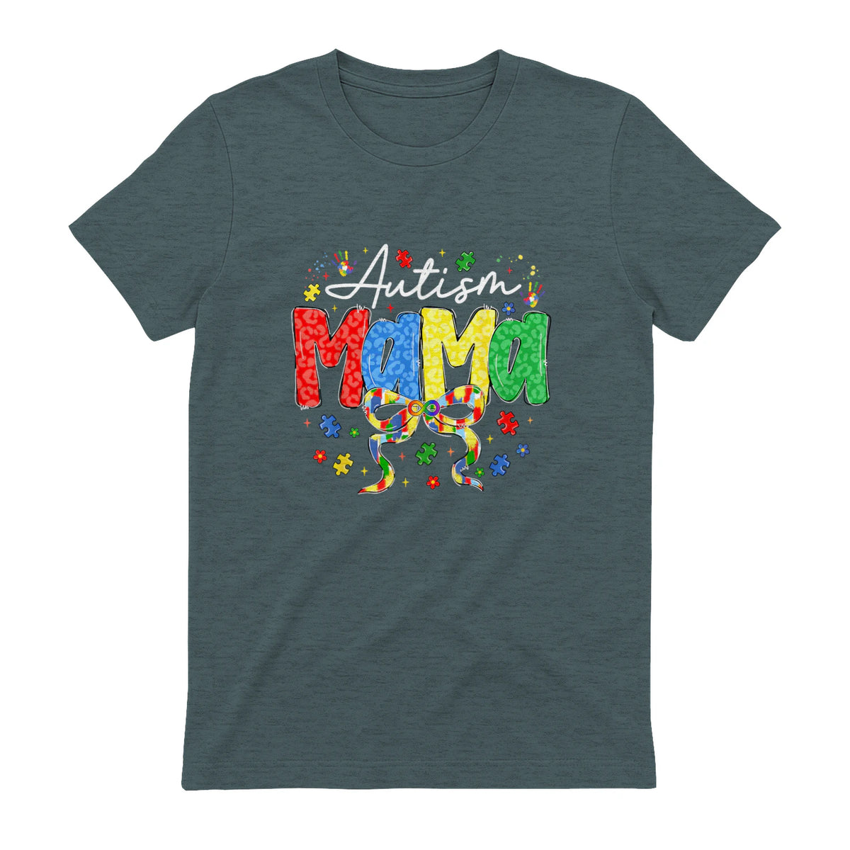 Proud Autism Mama Mom Awareness Gifts for Moms in Dark Heather - back view