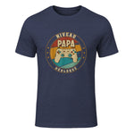 Nouveau Papa Parents Humour Gamer Nouvelle Naissance Annonce T-Shirt in Heather Navy - front view