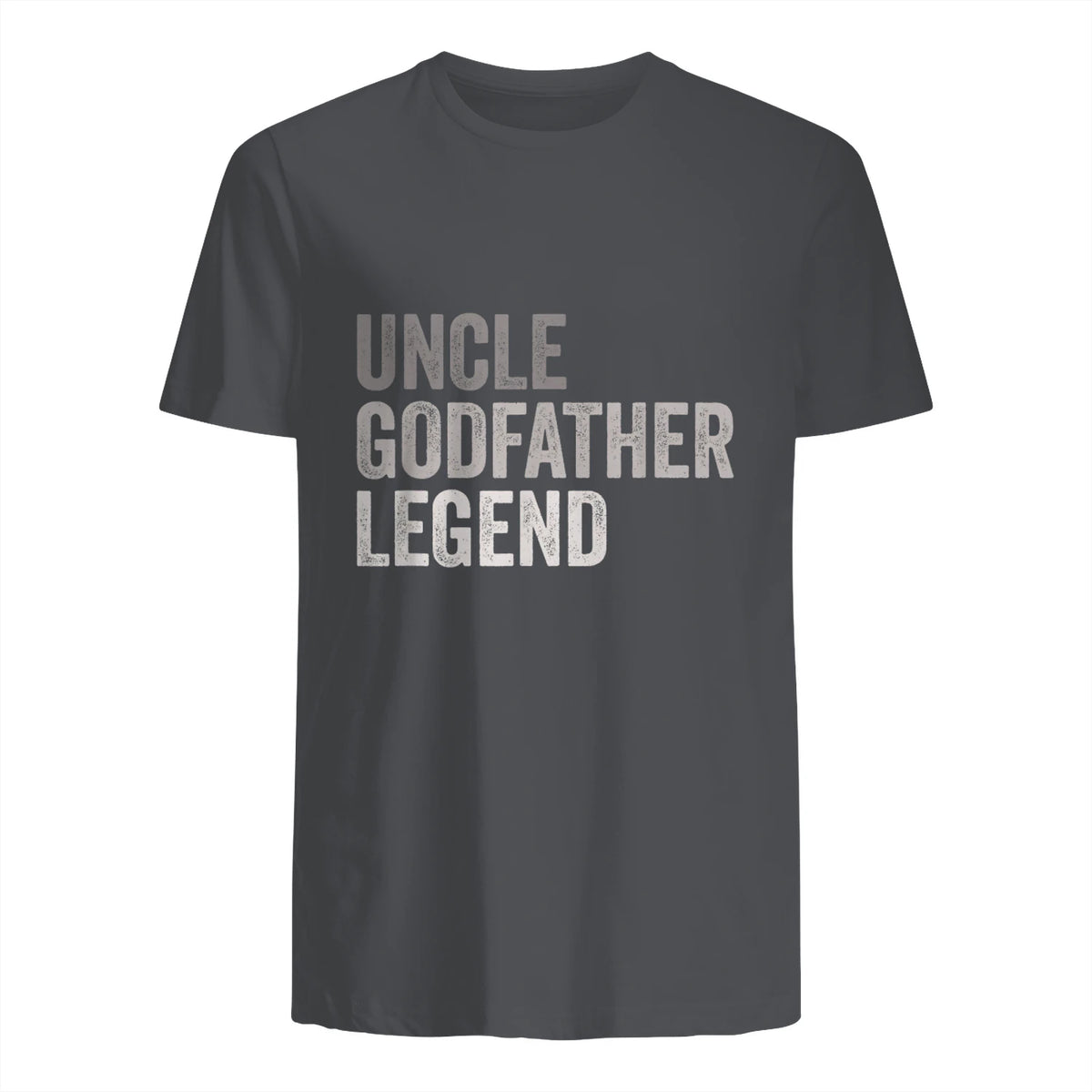 Funny Uncle Godparent Hero Message Uncle Godfather Legend For A Favorite Uncle Family Baptism T-Shirt - Black, Sm in Charcoal - back view