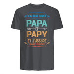 Deux Papa J'Ai et Papy Titres Grand Père in Charcoal - back view