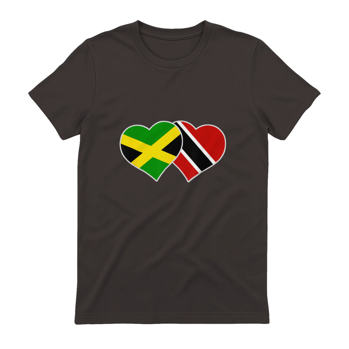 Trinidadian Jamaican Heart Love Jamaica Trinidad Flag in Dark Chocolate - back view